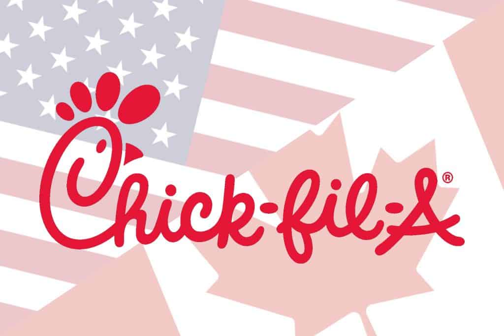 US and Canadian flags with Chick-fil-A logo in front