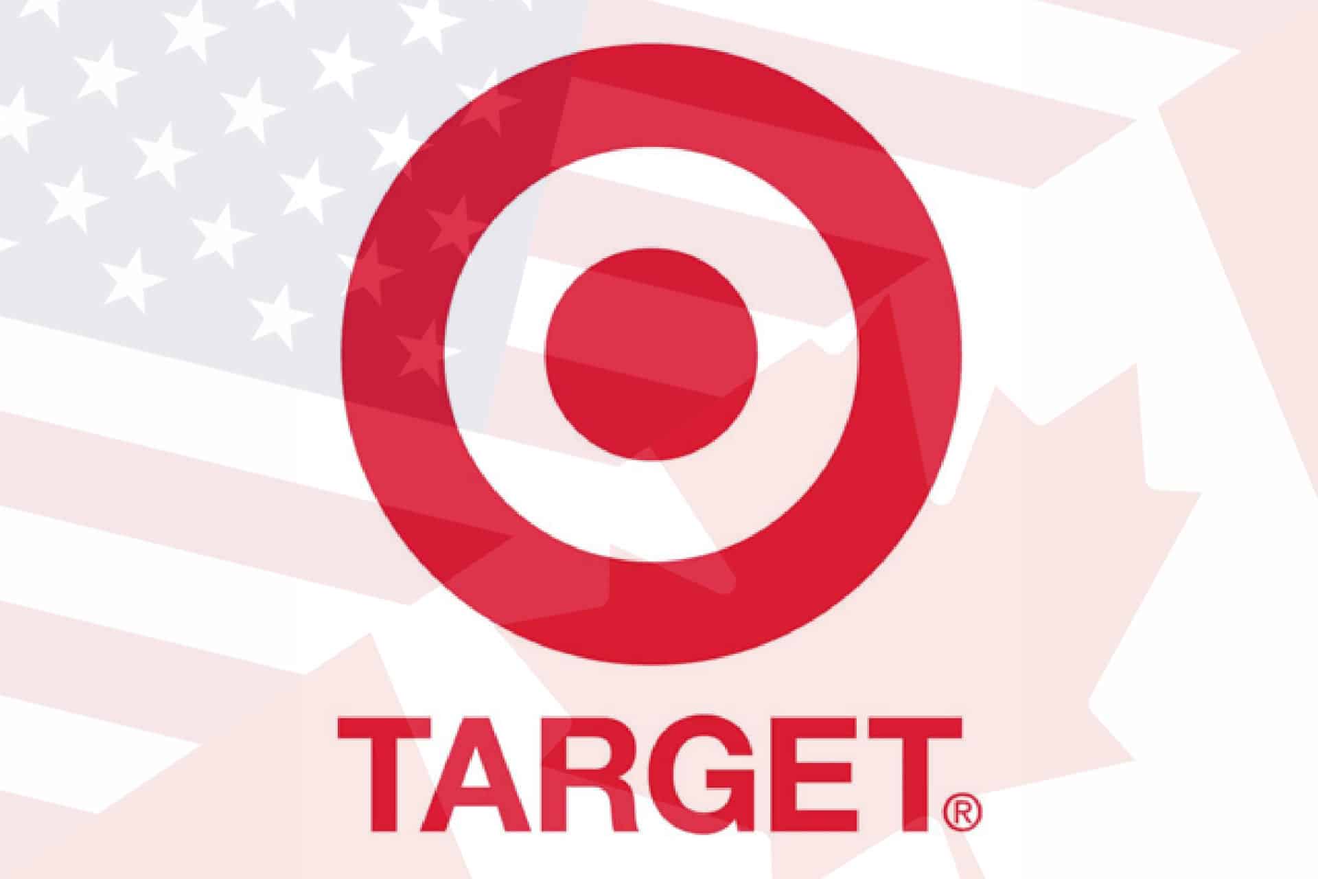 The Target logo over the flags of USA and Canada