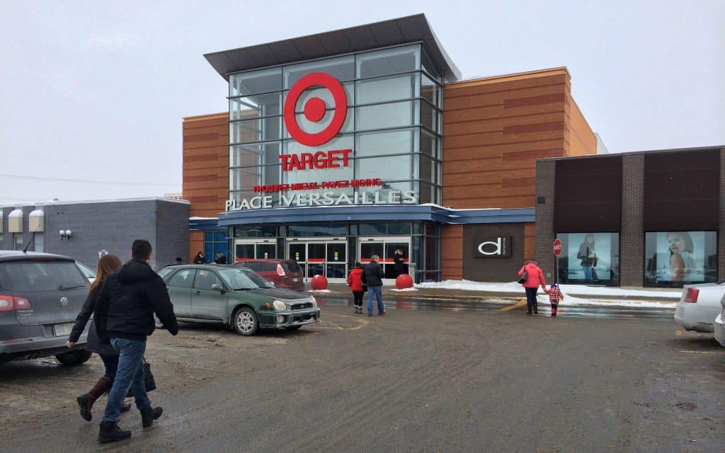 Target in Montreal with people walking in to it