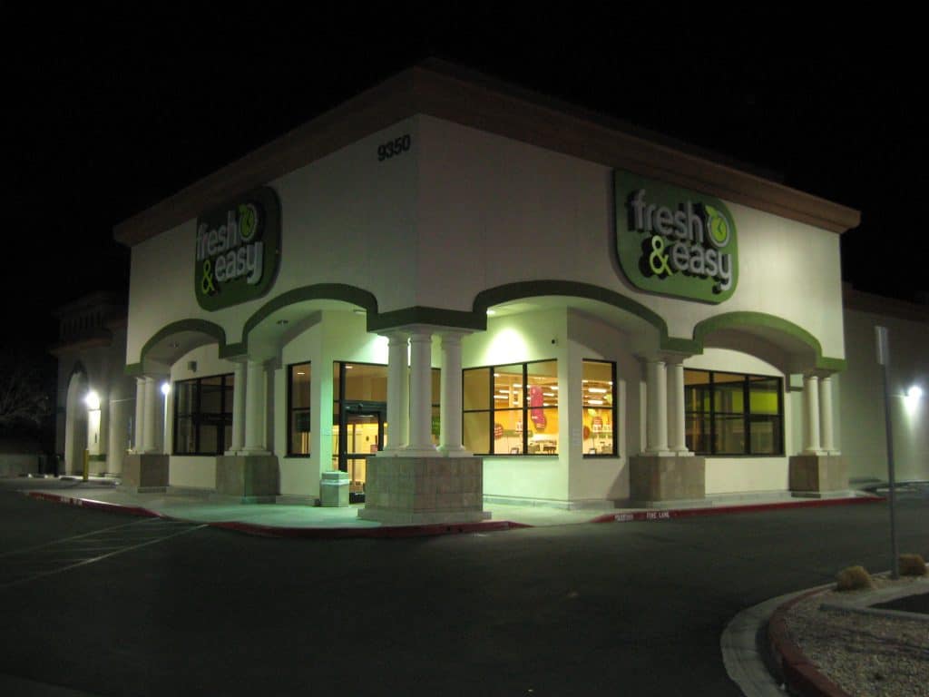 A Fresh & Easy store at night