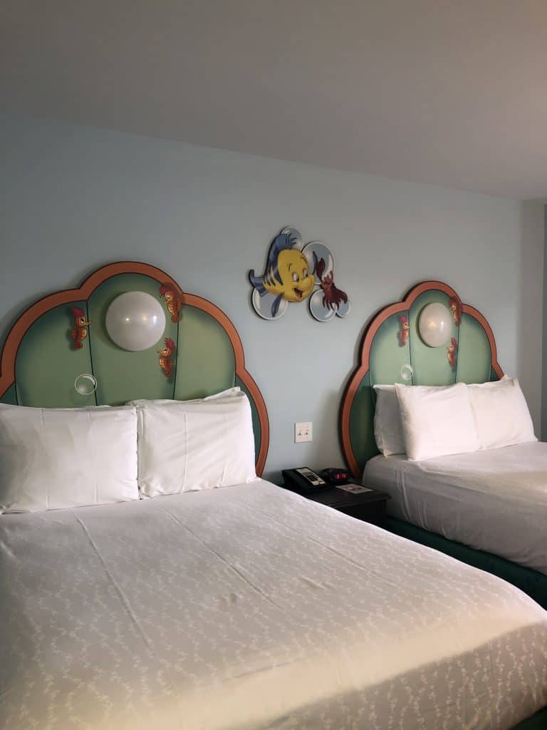Beds inside the Little Mermaid rooms as part of the Disney Art of Animation review