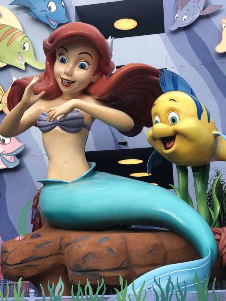 Ariel and Flounder statue at Art of Animation