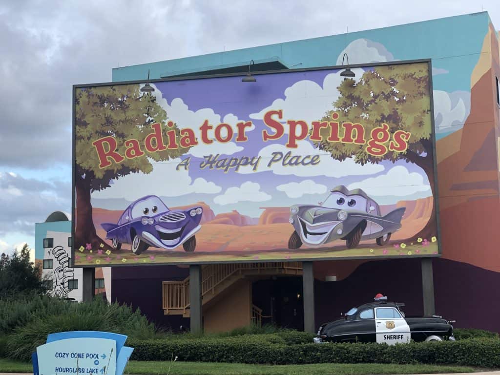 A Cars movie sign saying "Radiator Springs"