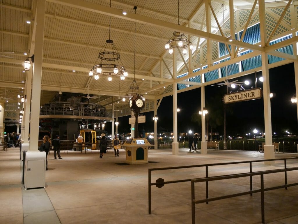 Inside a Disney World Skyliner station