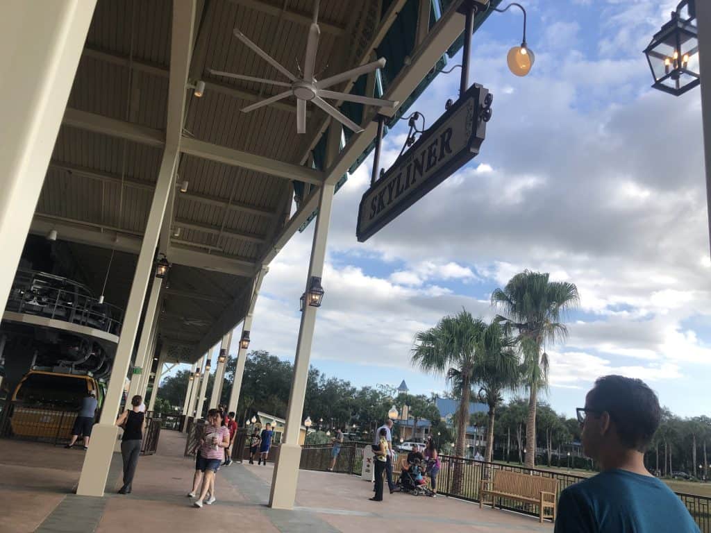A sign for the Disney Skyliner