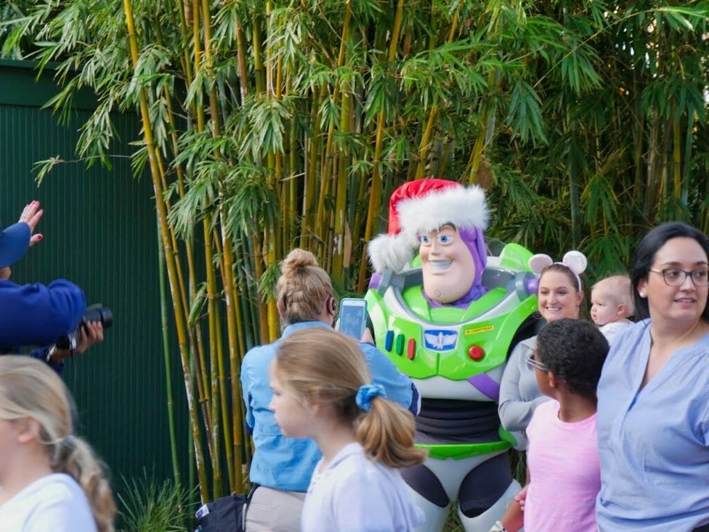 Buzz Lightyear with a Santa hat on
