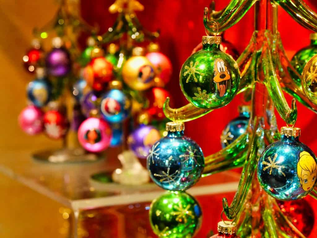 Christmas tree decorations at Epcot
