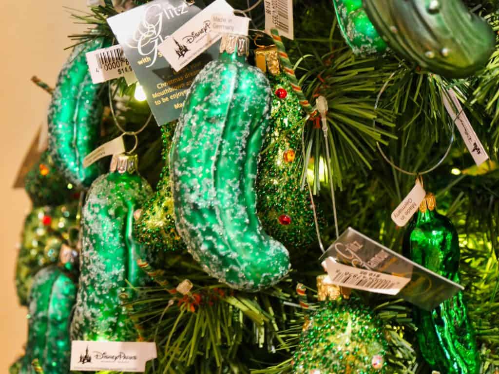 Pickles on a Christmas tree at Epcot, Disney World at Christmas