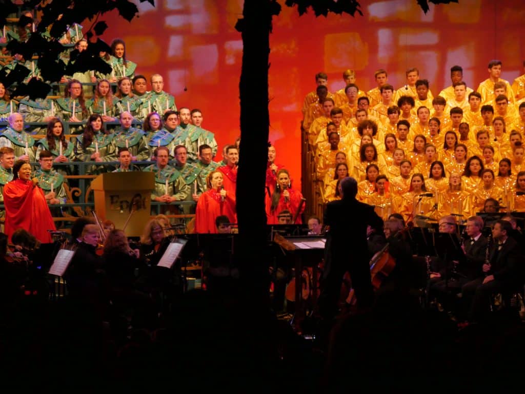 Candlelight Processional choir at Epcot, Disney World at Christmas