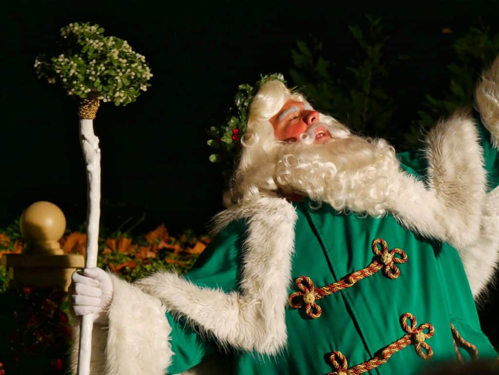 Father Christmas at British pavilion at Epcot at Christmas