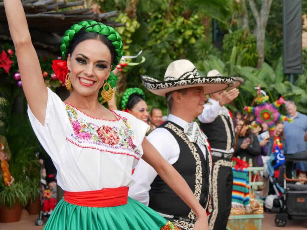 A female Mexican dancer at Epcot, Disney World at Christmas