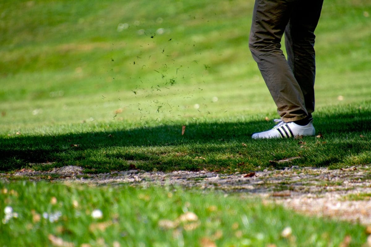 A golfer on grass