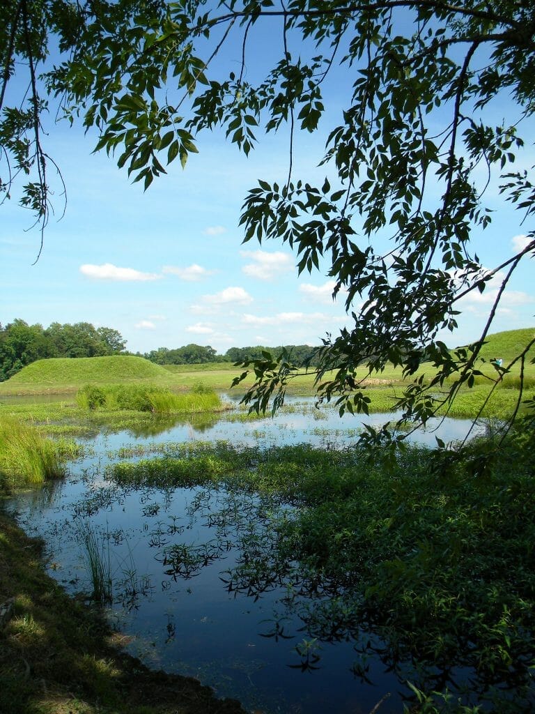 Moundville Archaeological Park Tuscaloosa Alabama greenery with river