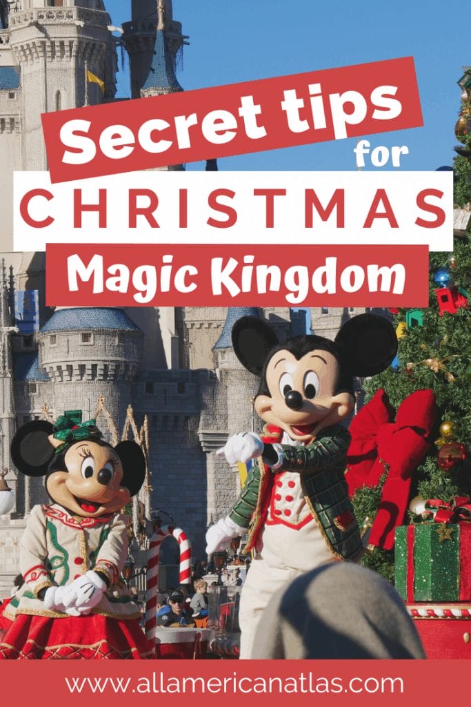 Mickey Mouse on a float at Christmas Parade at Magic Kingdom