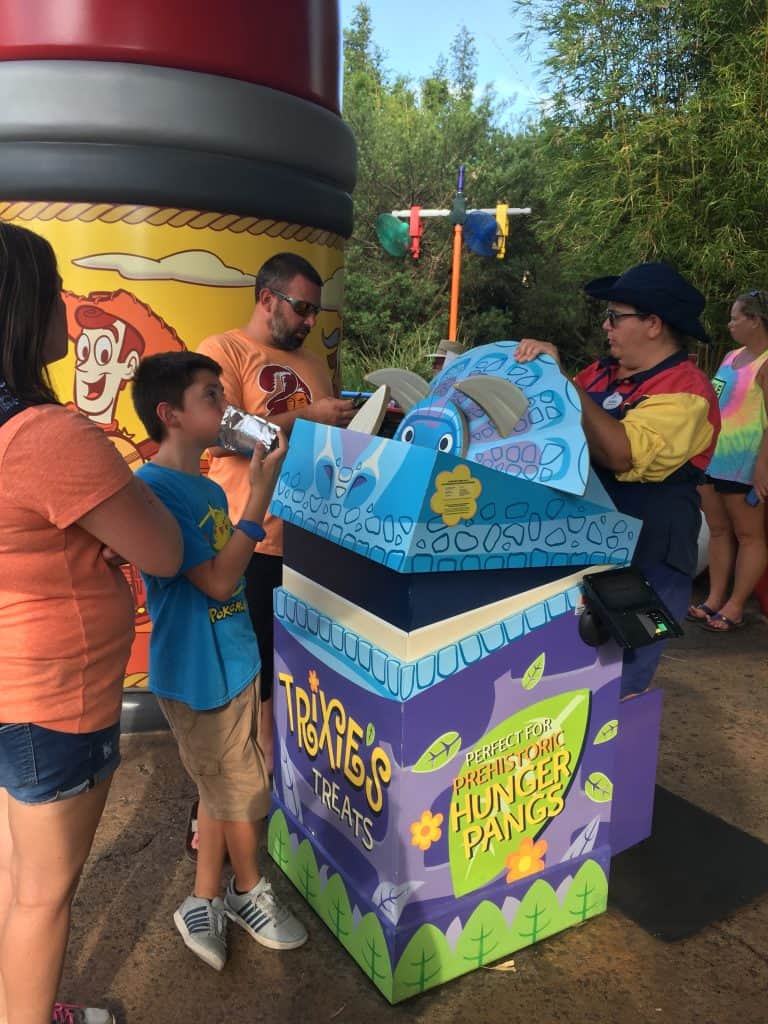 A Toy Story themed trash can at Toy Story Land's Woody's Lunchbox