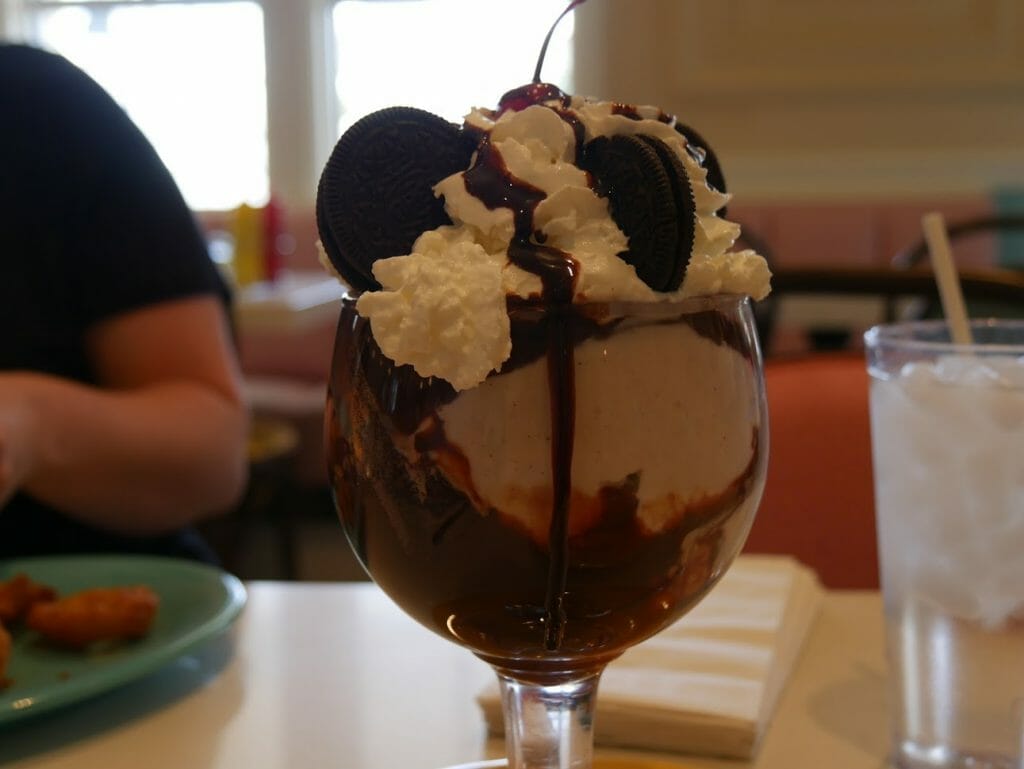 A large chocolate ice cream