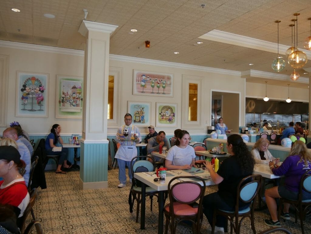 Interior of Beaches and Cream with people eating