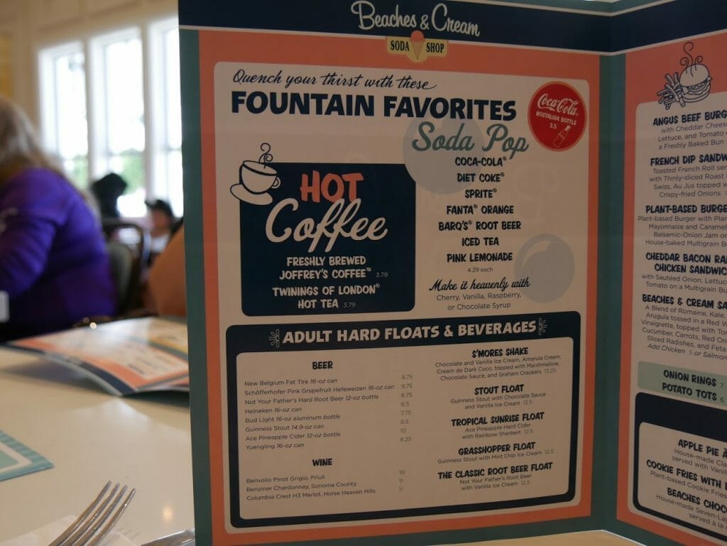 Beaches and Cream Beach Club menu