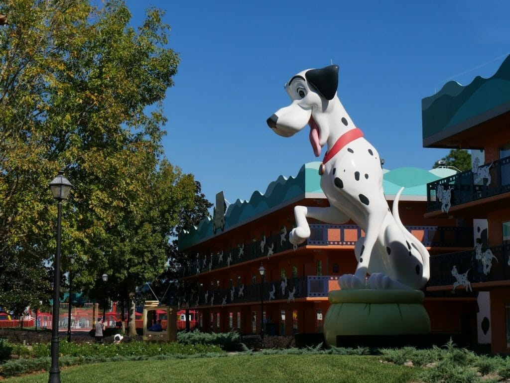 A giant Dalmatian outside rooms at Disney All Star Movies