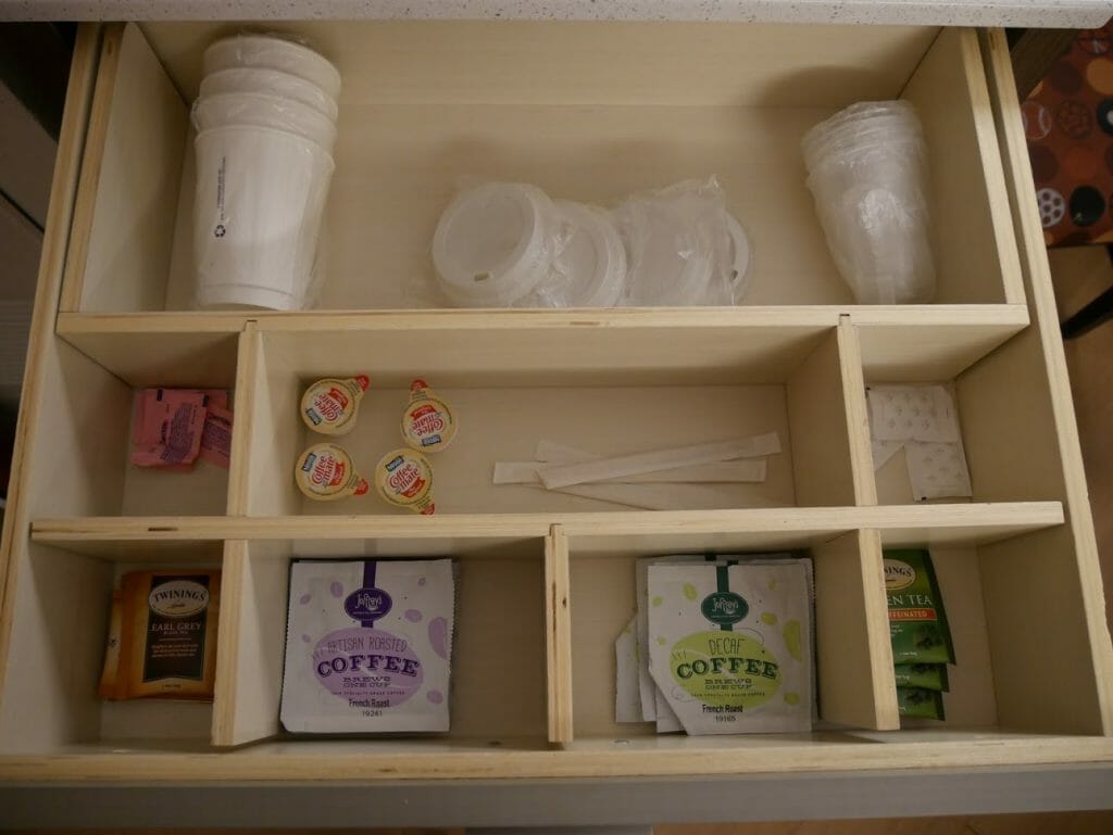 Disney All-Star movies room review tea and coffee supplies