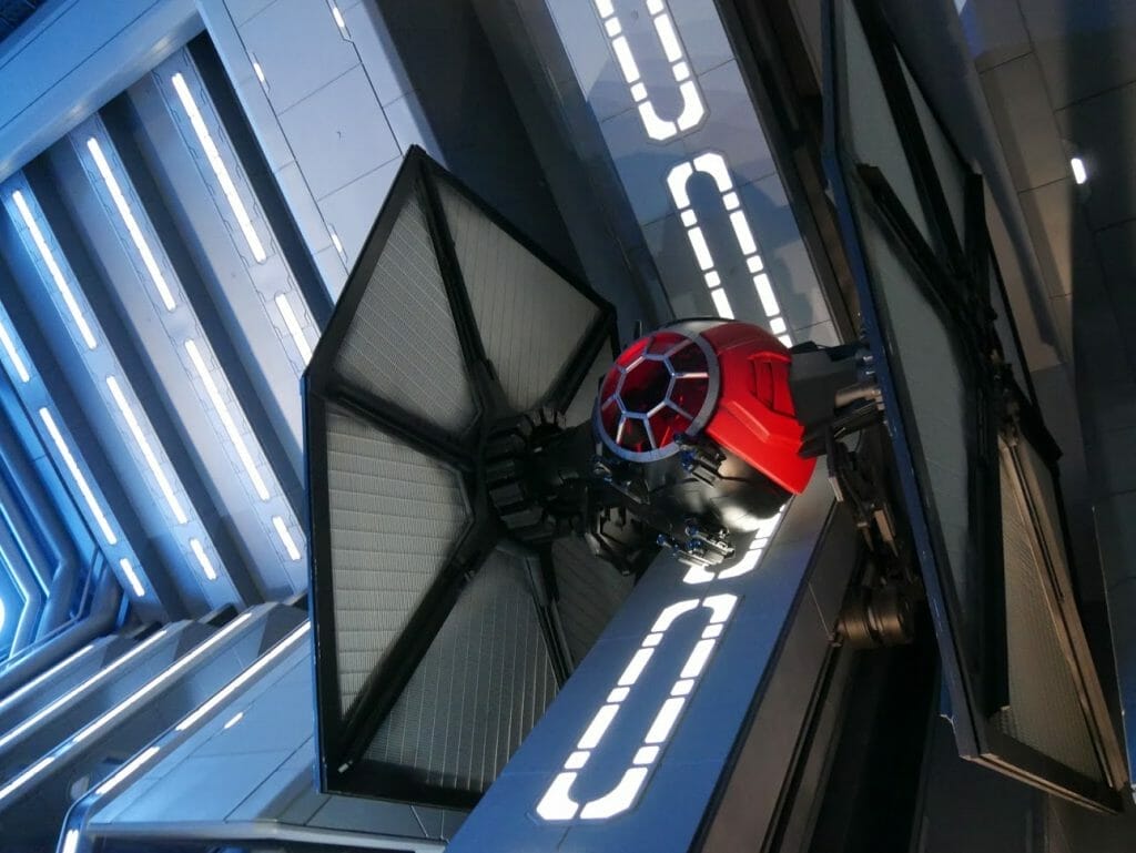 A Tie Fighter in the Rise of the Resistance queue