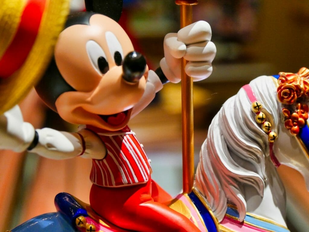 A Mickey House on a carousel horse statue