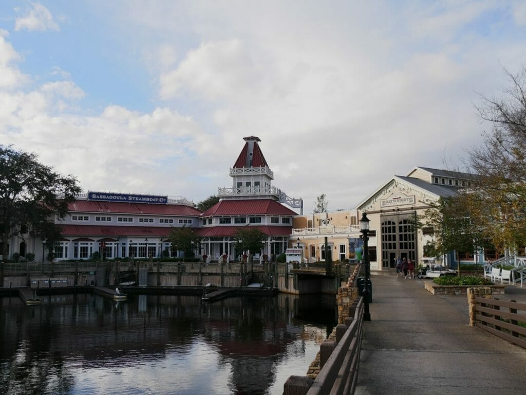 The bridge over to the main buildings at Port Orleans Riverside Disney World Orlando