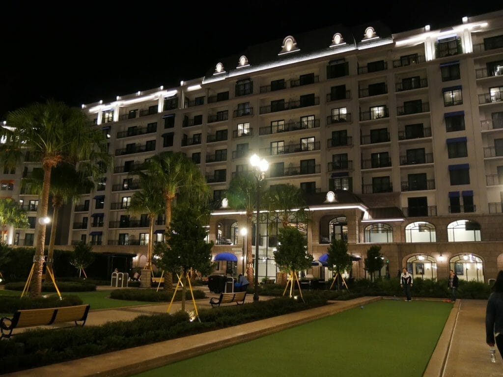 Riviera Resort Disney World with a bowling green in front