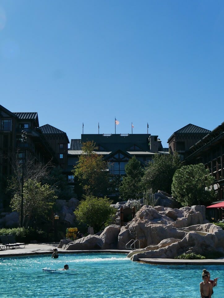 Disney World Wildnerness Lodge resort with pool in front