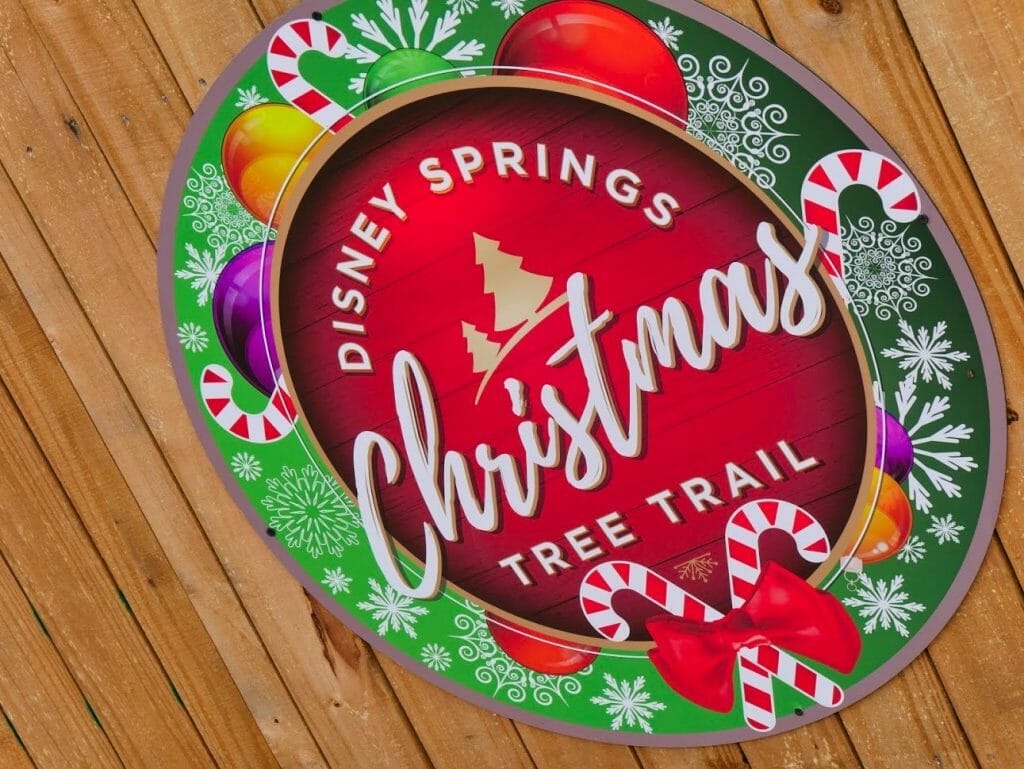 Disney Springs Christmas Tree Trail sign