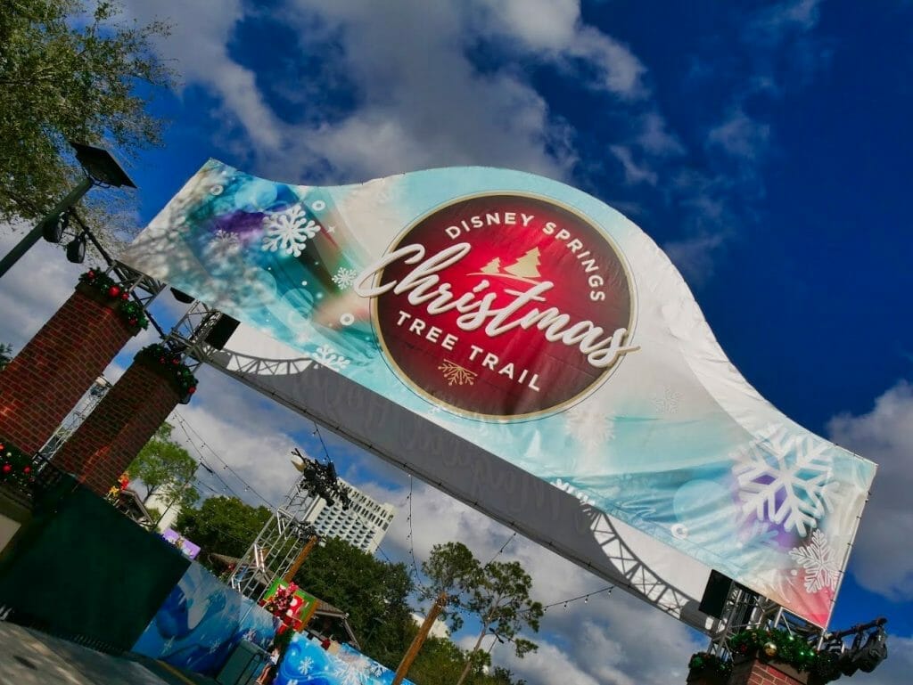 Disney Springs Christmas Tree Trail sign