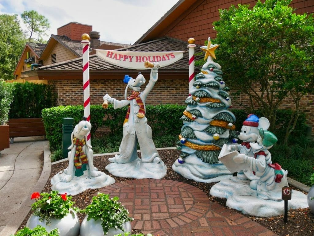 Disney characters as snowmen statues