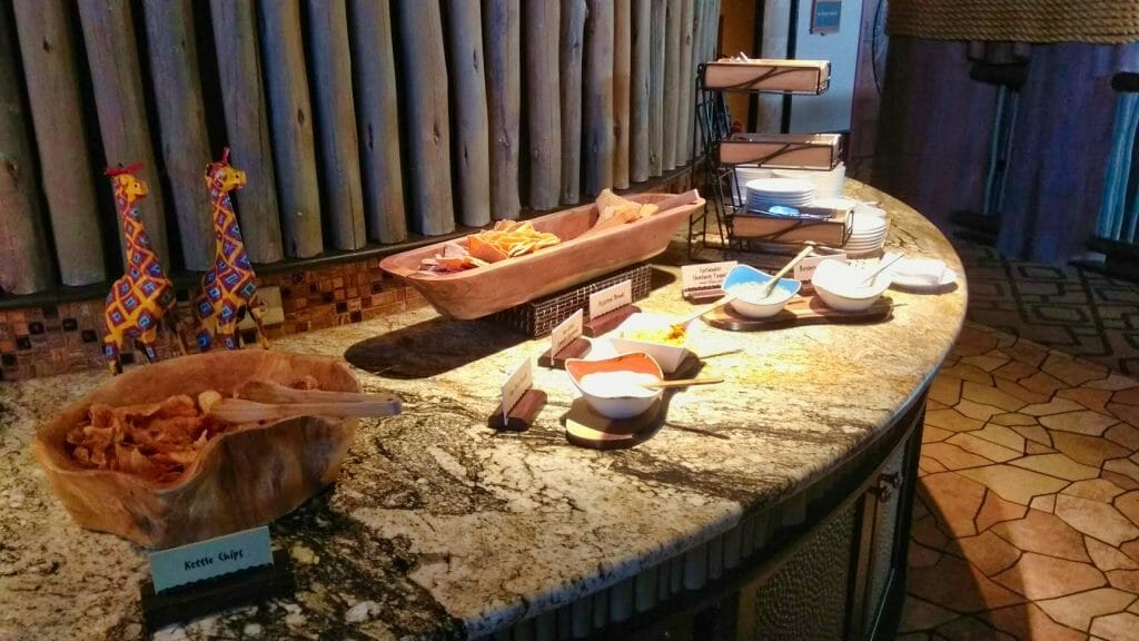 A table of food at Animal Kingdom Lodge