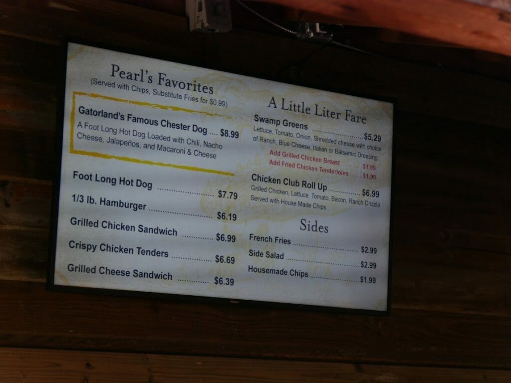 Food menu with prices