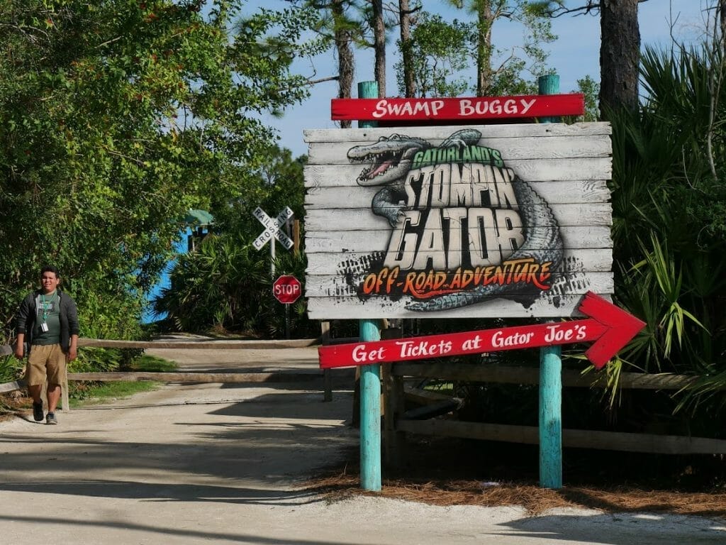 A sign for the Swamp Buggy at Gatorland Florida