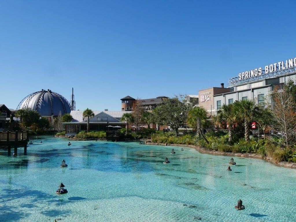 Lake at Disney Springs with blue water