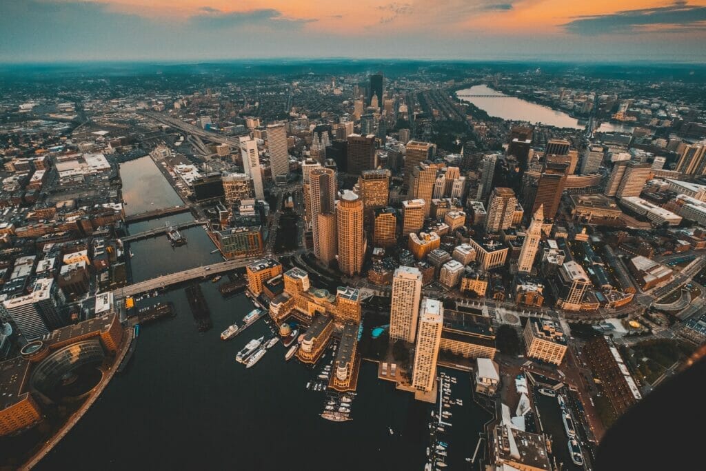 Aerial view of downtown Boston