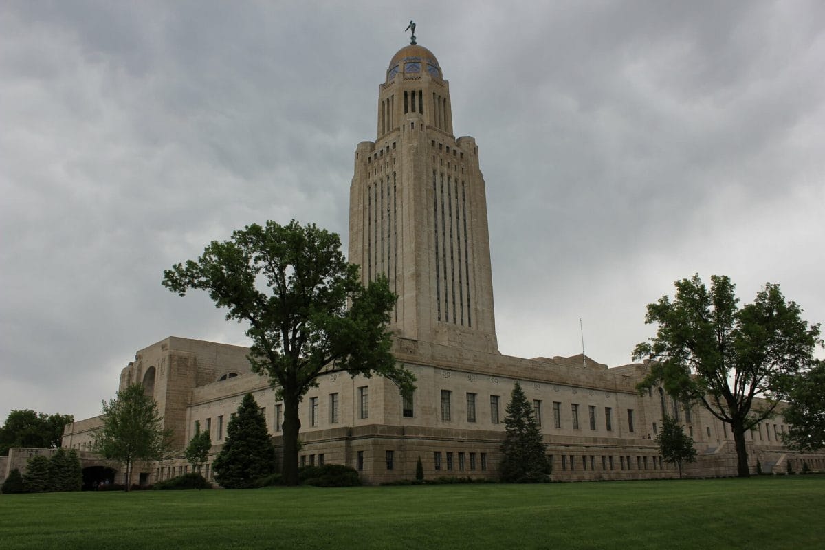 Exterior shot of the Nebraska State Capitol