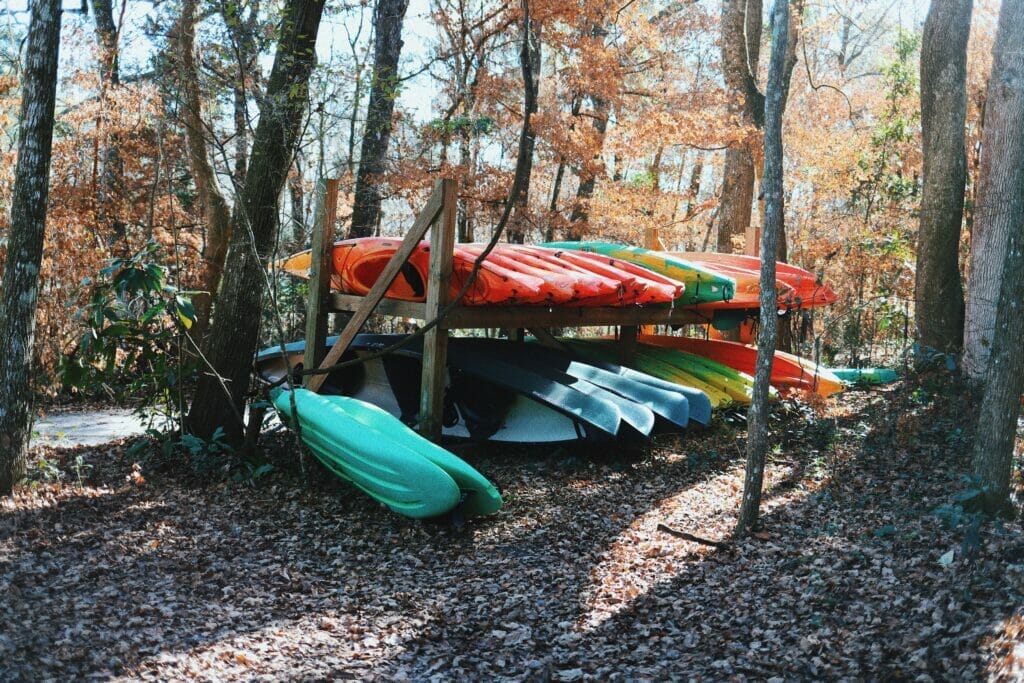 rack of kayaks in Florida