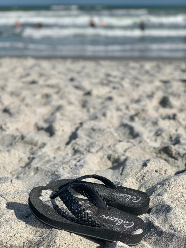 flip flops on beach