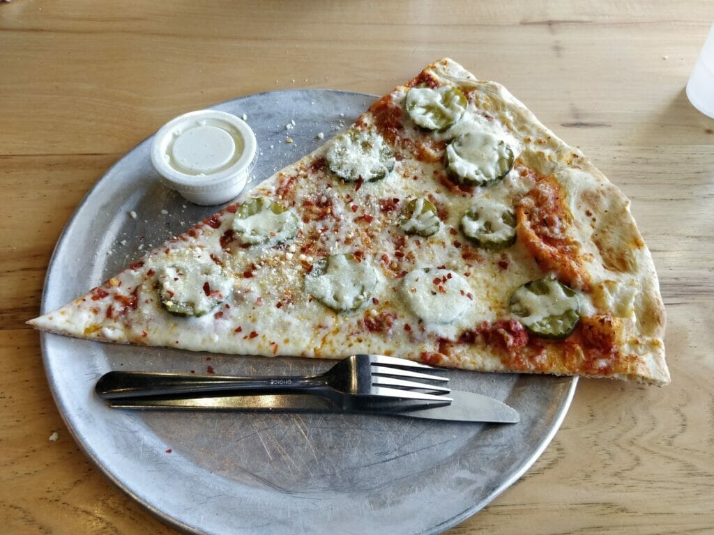 pizza slice from Lazy Moon pizza