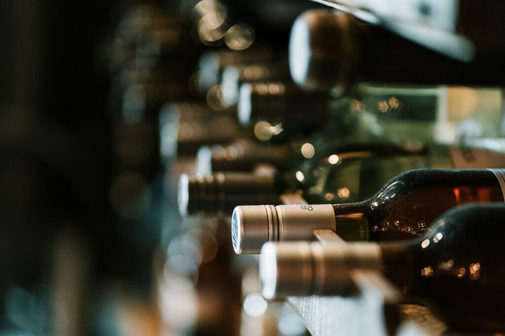 wine bottles lined up