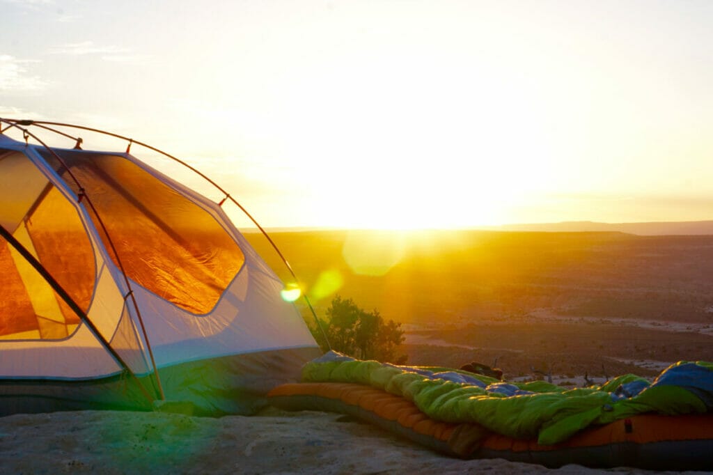 tent and sunrise