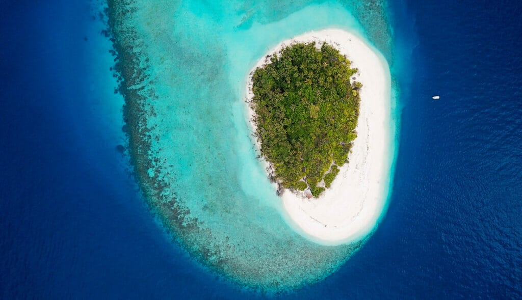 tropical island from above