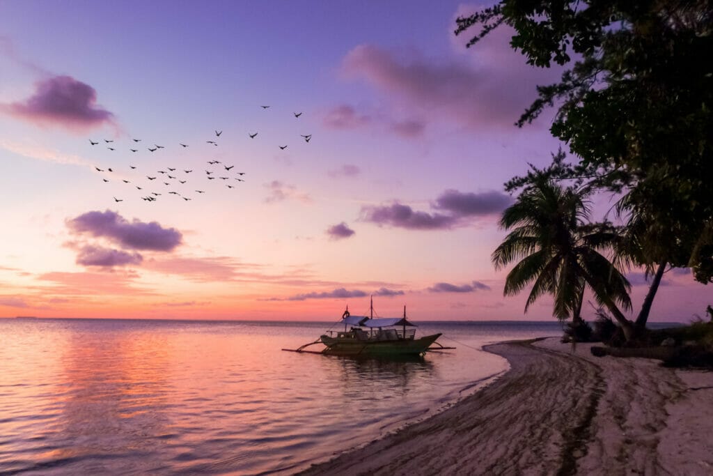 sunset on an island