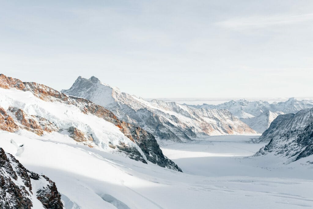 snow on mountains