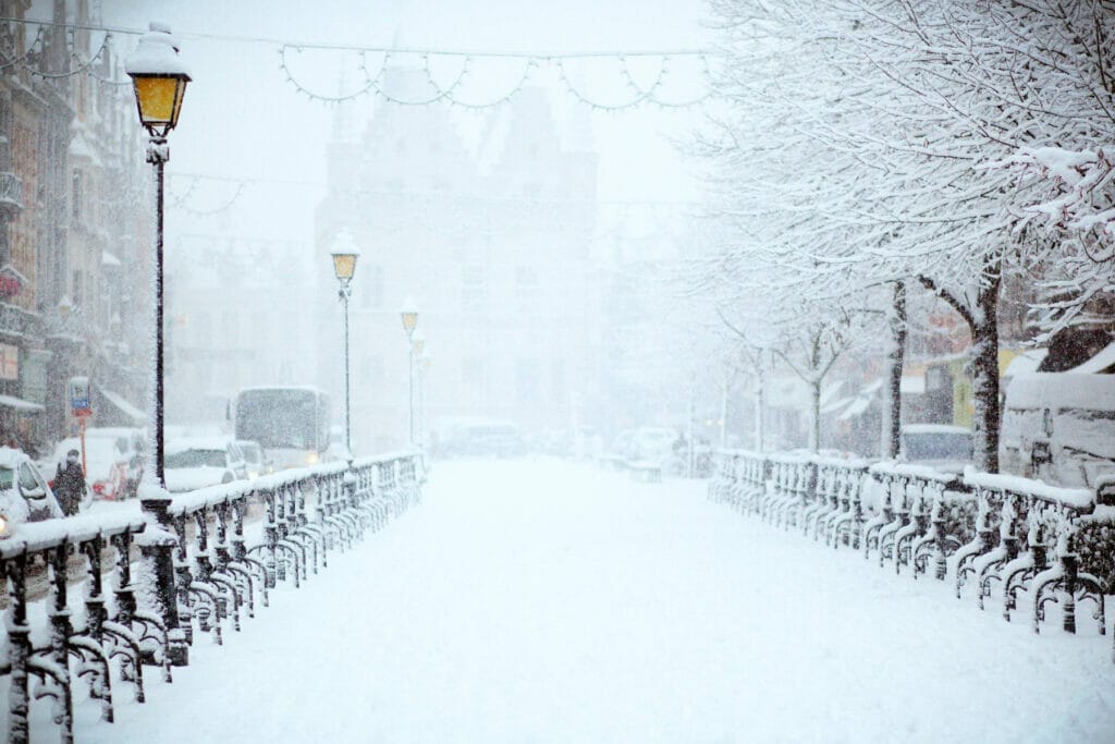 snow on a bridge