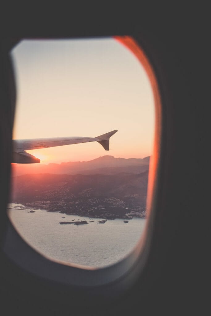 airplane wing from airplane window.