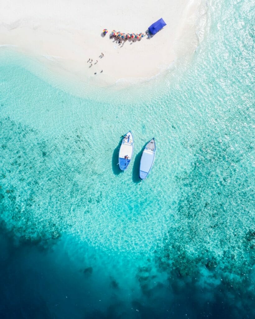 boats on the water from above