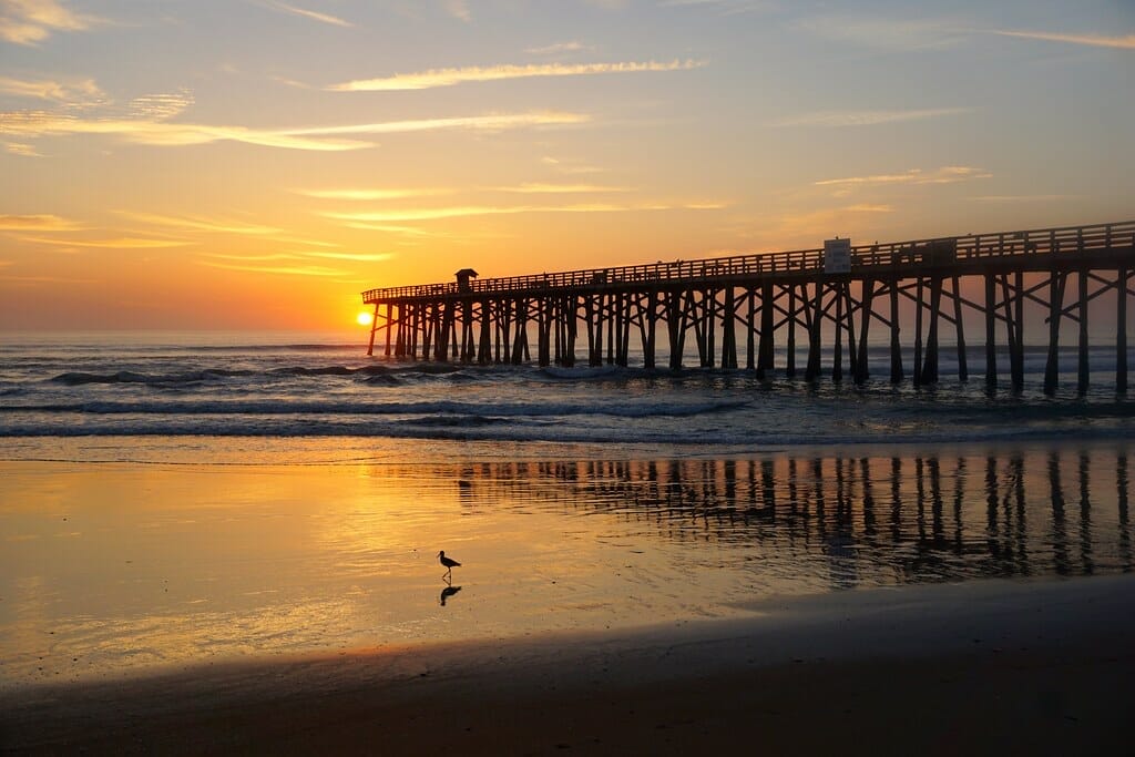 pier on flagler beach at sunset